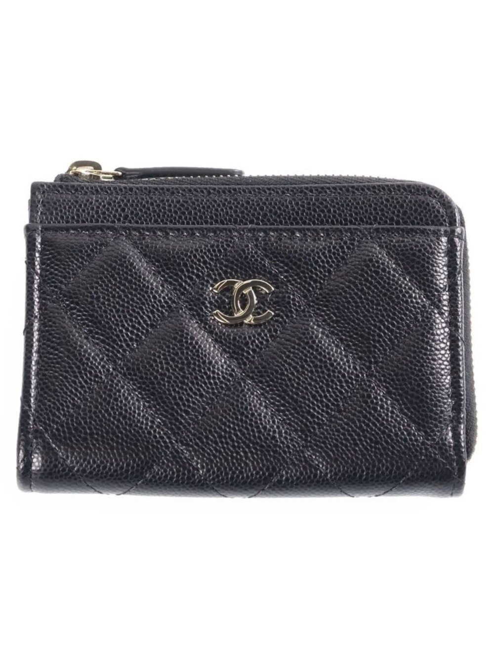 Chanel Quilted CC Logo Timeless Classic Fragment Card Case Business Mini Wallet